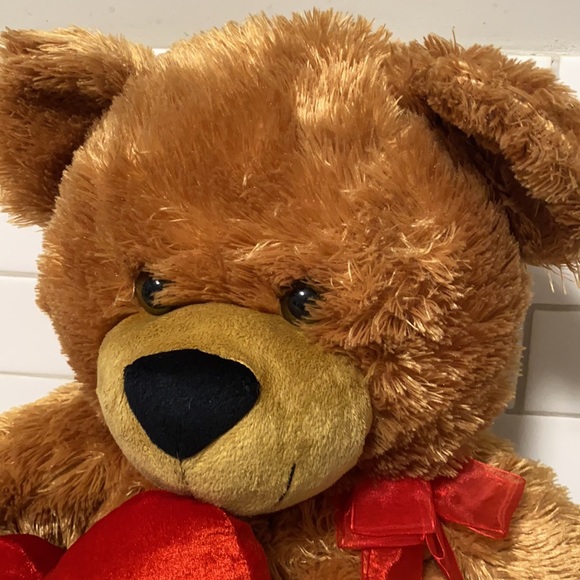 Extra Large Fuzzy Valentine's I LOVE YOU Teddy Bear with Heart and Ribbon - Picture 2 of 8